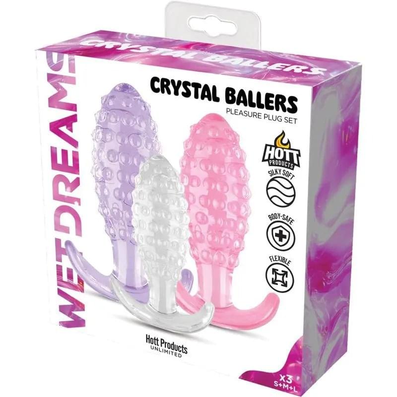 Crystal Ballers 3 Pc Silicone Anal Plug Set Hott Products Discreet Intimate Essentials.