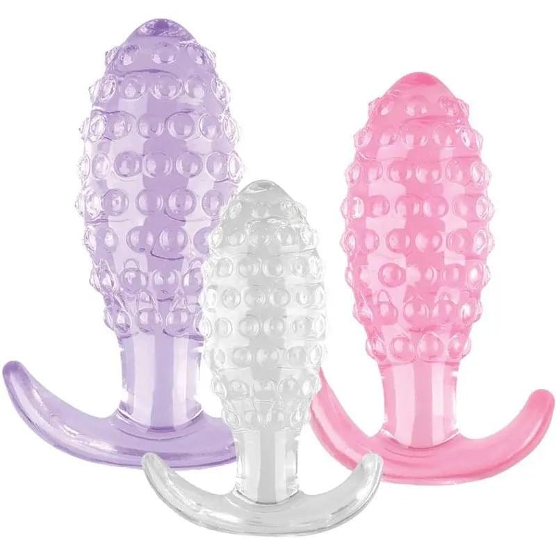Crystal Ballers 3 Pc Silicone Anal Plug Set Hott Products Discreet Intimate Essentials.