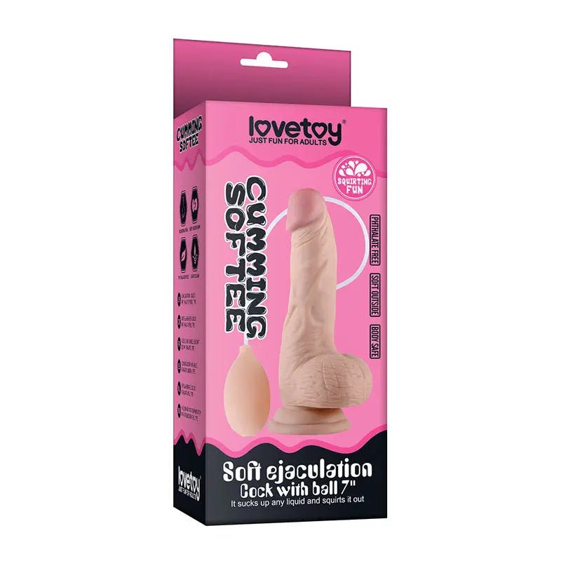 Shop affordable quality Cumming Softee Soft Ejaculation Cock 8'' with Balls - 20.3 cm Squirting Dong - Discreet Intimate Essentials - DONGS - Lovetoy