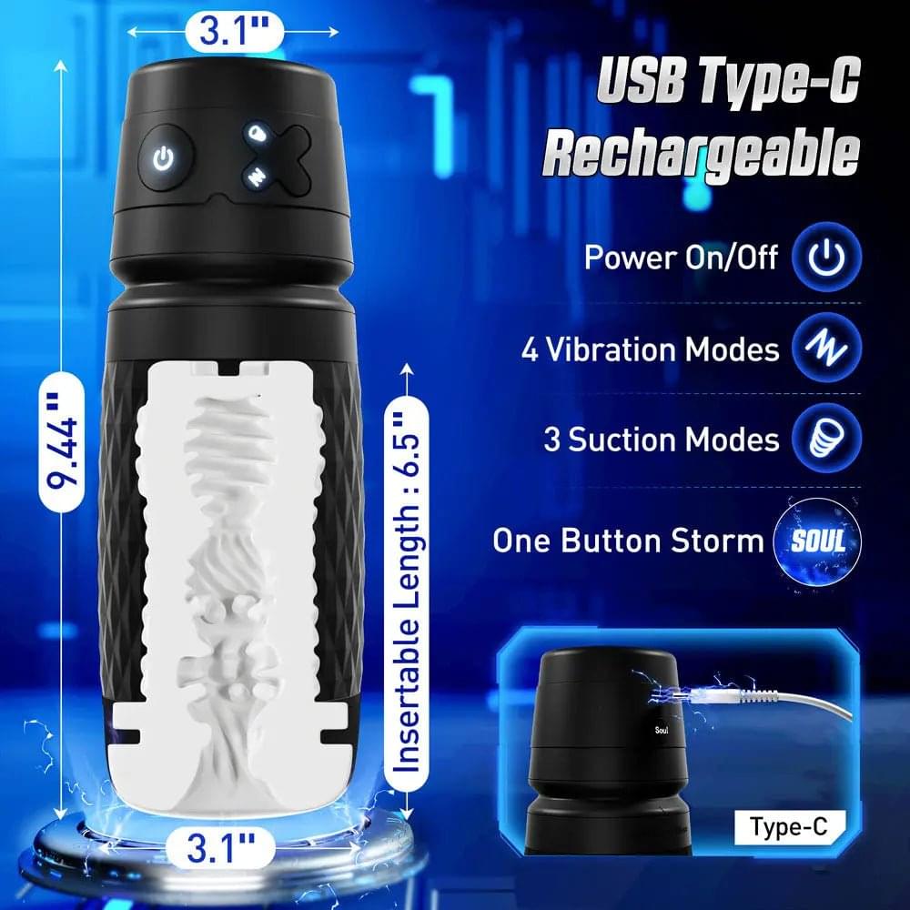 CyberSkin The Warrior -  USB Rechargeable Sucking & Vibrating Auto Masturbator CyberSkin Discreet Intimate Essentials.