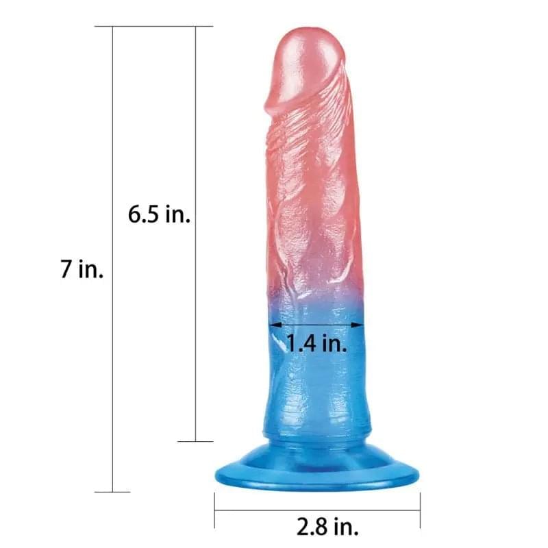 Dazzle Studs Dildo 7in Pink/Blue Lovetoy Discreet Intimate Essentials.