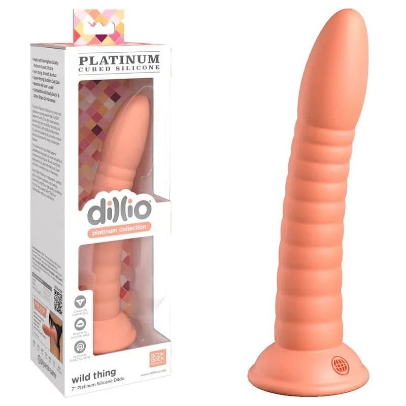Dillio Platinum Wild Thing - Peach - Peach 17.8 cm (7'') Dong Pipedream Discreet Intimate Essentials.
