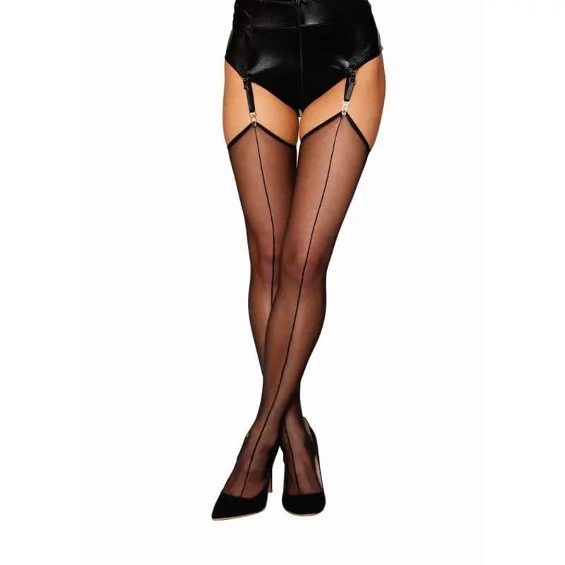 Dreamgirl Raw Edge Sheer Thigh High Stockings Black Dreamgirl Discreet Intimate Essentials.