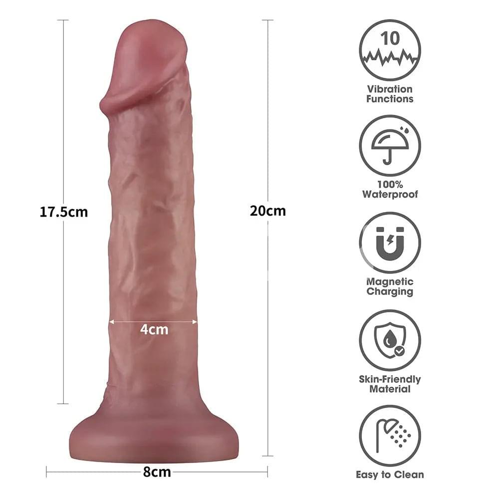 Dual Density Power Cock - 8 Inch  -  20 cm USB Rechargeable Vibrating Dong Lovetoy Discreet Intimate Essentials.