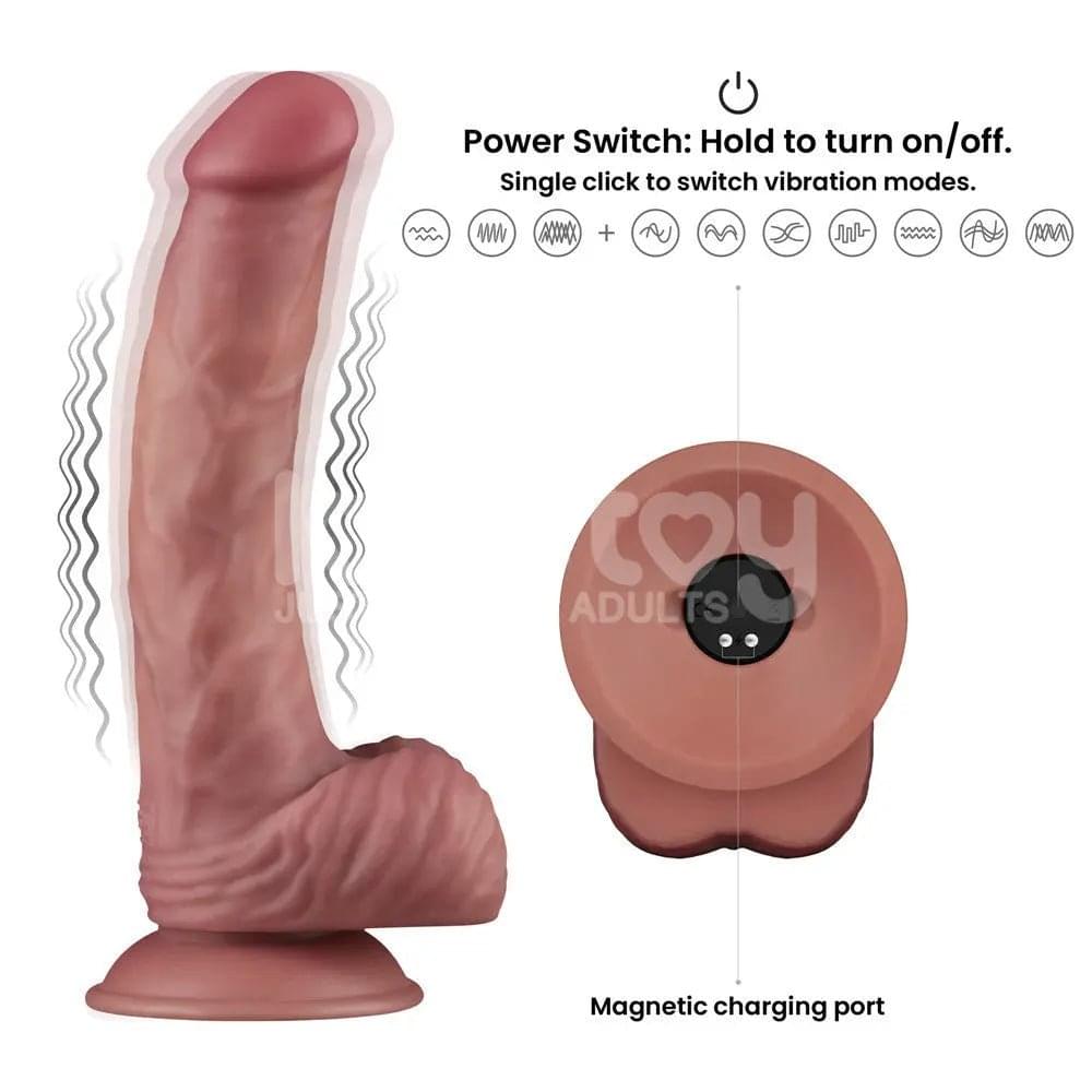 Dual Density Power Cock - 9 Inch  -  23 cm USB Rechargeable Vibrating Dildo Lovetoy Discreet Intimate Essentials.