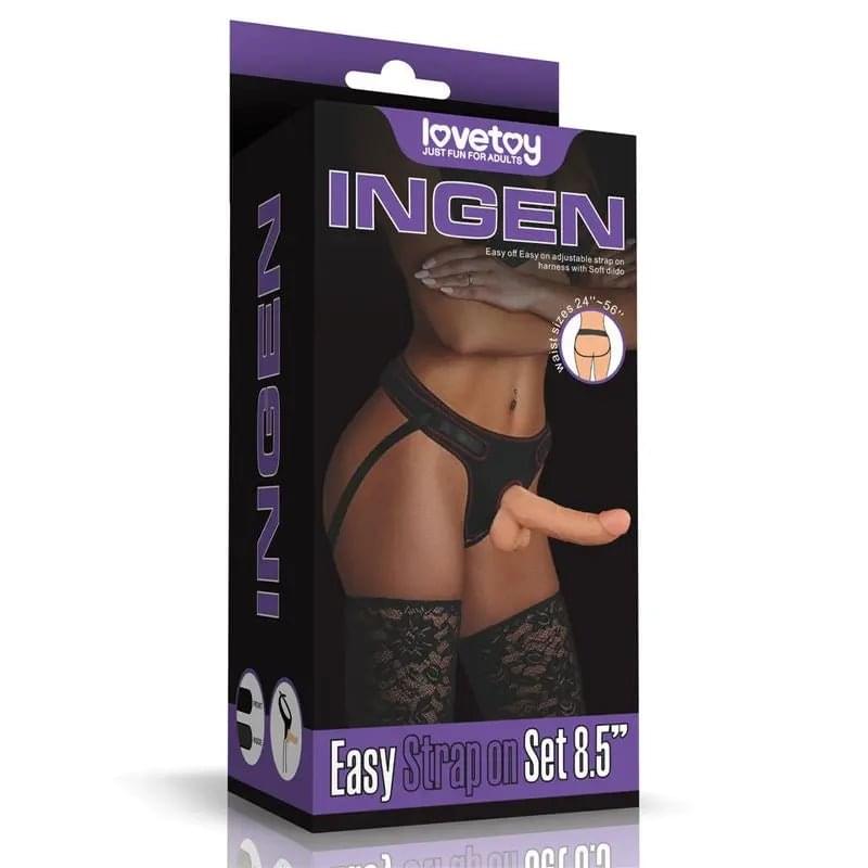 Easy Strap On Set 8.5in Lovetoy Discreet Intimate Essentials.