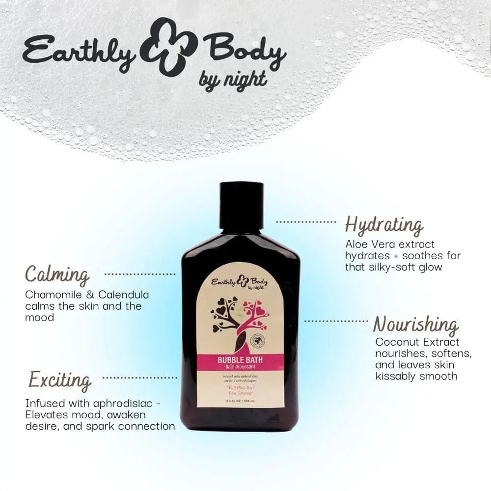 EB Aphrodisiac Bubble Bath WILD PINK ROSE - 250 ml - Wild Pink Rose Scented Bubble Bath  - 250 ml Bottle Earthly Body Discreet Intimate Essentials.