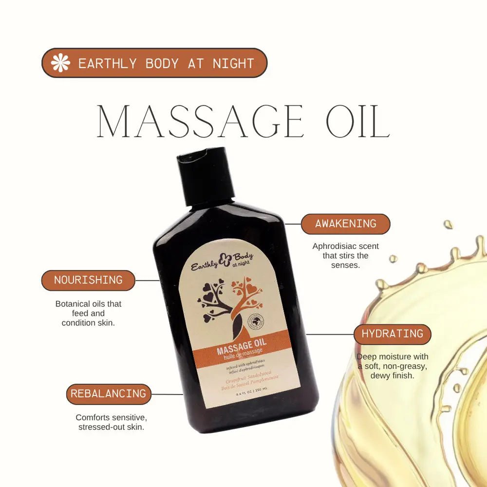 Shop affordable quality EB Aphrodisiac Massage Oil GRAPEFRUIT SANDALWOOD - 250 ml - Grapefruit Sandalwood Scented Massage Oil - 250 ml Bottle - Discreet Intimate Essentials - LOTIONS & LUBES - Earthly Body