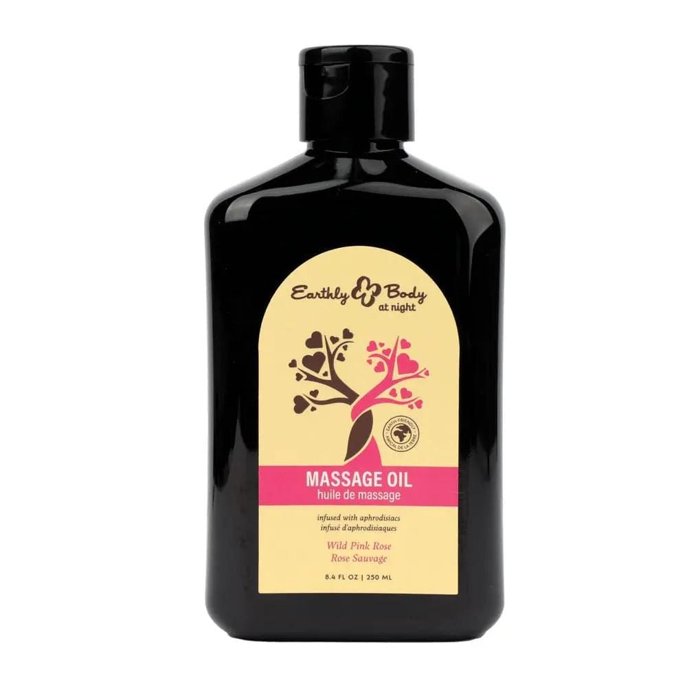 EB Aphrodisiac Massage Oil WILD PINK ROSE - 250 ml - Wild Pink Rose Scented Massage Oil - 250 ml Bottle Earthly Body Discreet Intimate Essentials.