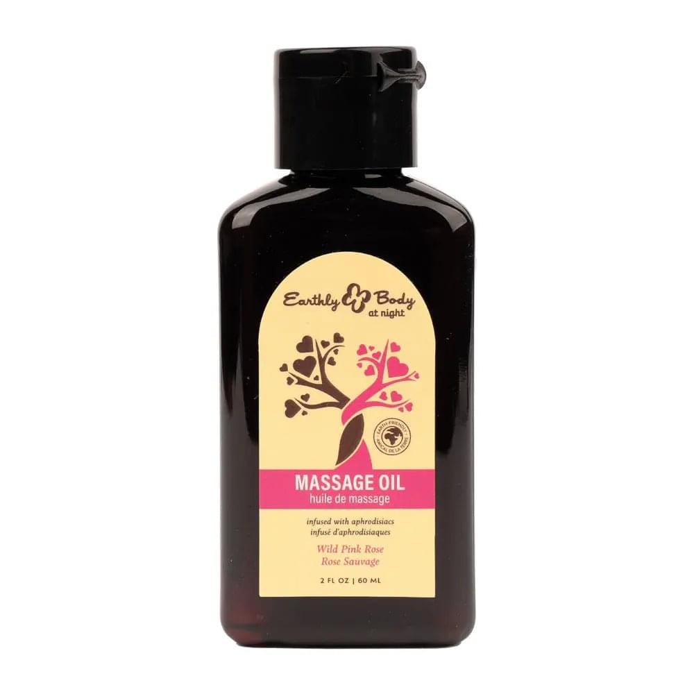 EB Aphrodisiac Massage Oil WILD PINK ROSE - 60 ml - Wild Pink Rose Scented Massage Oil - 60 ml Bottle Earthly Body Discreet Intimate Essentials.