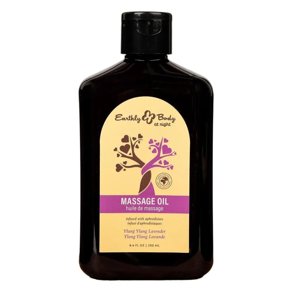 EB Aphrodisiac Massage Oil YLANG YLANG LAVENDER - 250 ml - Ylang Ylang & Sandalwood Scented Massage Oil - 250 ml Bottle Earthly Body Discreet Intimate Essentials.