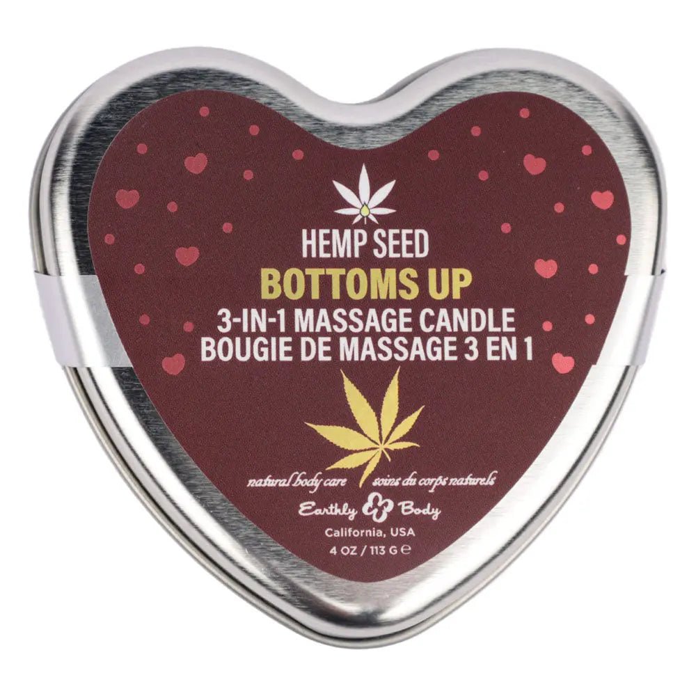 Shop affordable quality EB Hemp Seed 3 in 1 Massage Heart Candle - Bottom's Up - Bottoms Up (Wild Blueberries, Dewy Meadow-grass, Sweet Wildflowers) - 113 g - Discreet Intimate Essentials - CANDLES - Earthly Body