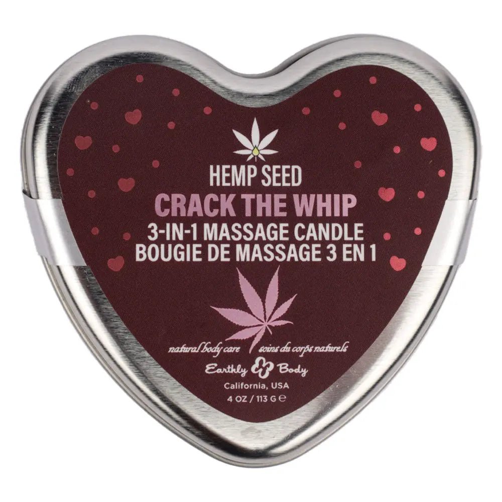 Shop affordable quality EB Hemp Seed 3 in 1 Massage Heart Candle - Crack The Whip - Crack The Whip (Dew-Kissed Rose, Violet Petals, Warm Amber) - 113 g - Discreet Intimate Essentials - CANDLES - Earthly Body
