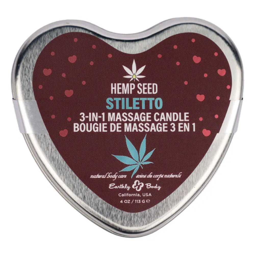 Shop affordable quality EB Hemp Seed 3 in 1 Massage Heart Candle - Stiletto - Stiletto (Flowering Sage, Wildflower Honey, Creamy Sandalwood) - 113 g - Discreet Intimate Essentials - CANDLES - Earthly Body