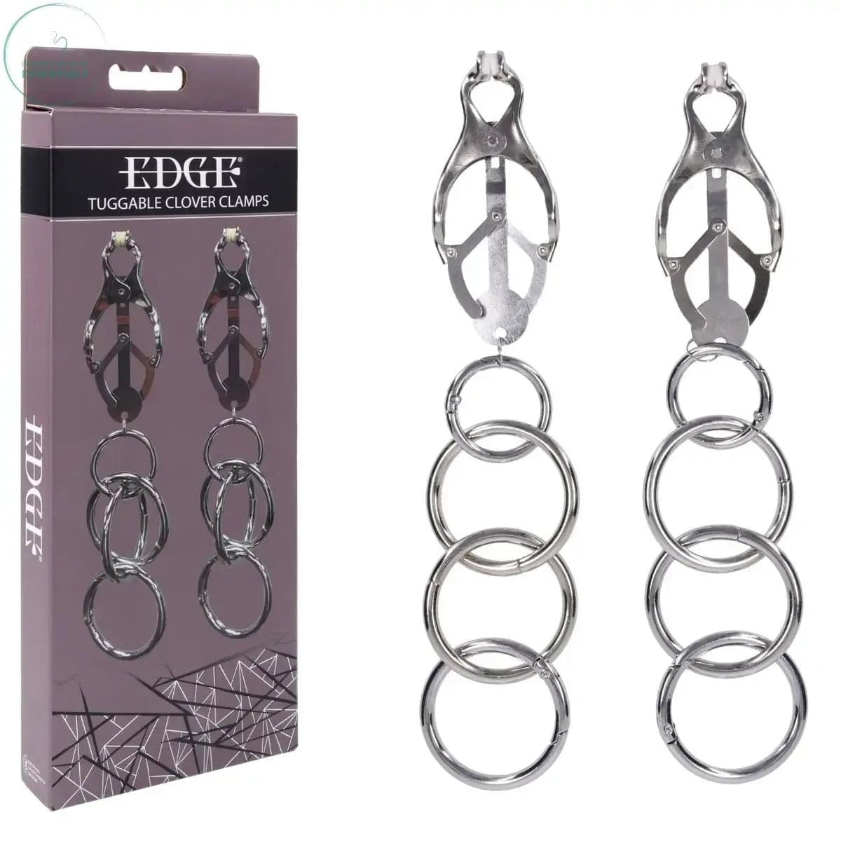 EDGE Tuggable Clover Clamps - Metal Nipple Restraints Sportsheets Discreet Intimate Essentials.