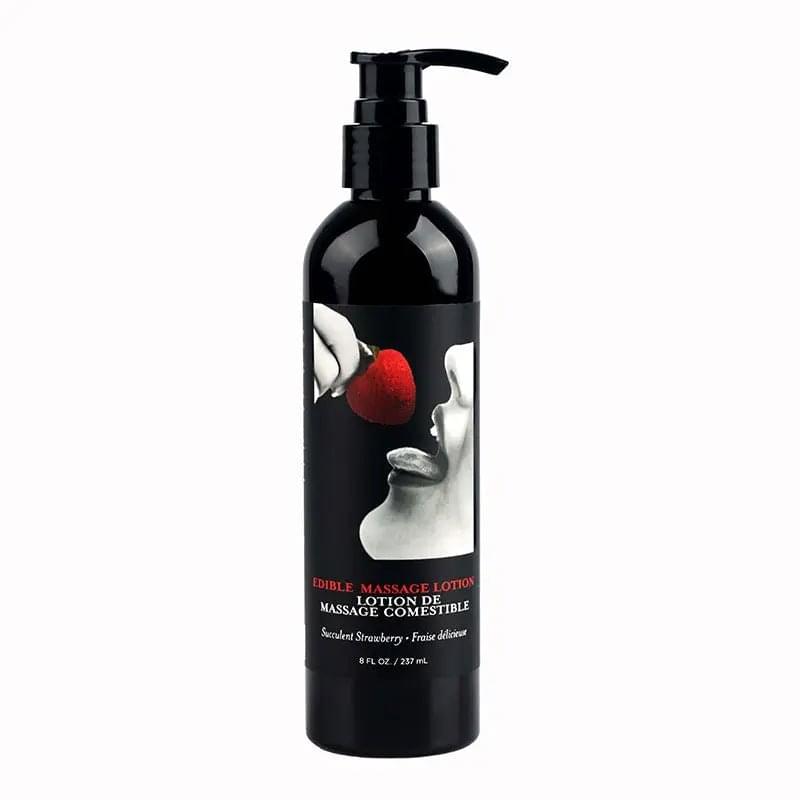 Edible Massage Lotion - Strawberry - Strawberry Flavoured Massage Lotion - 237 ml Earthly Body Discreet Intimate Essentials.