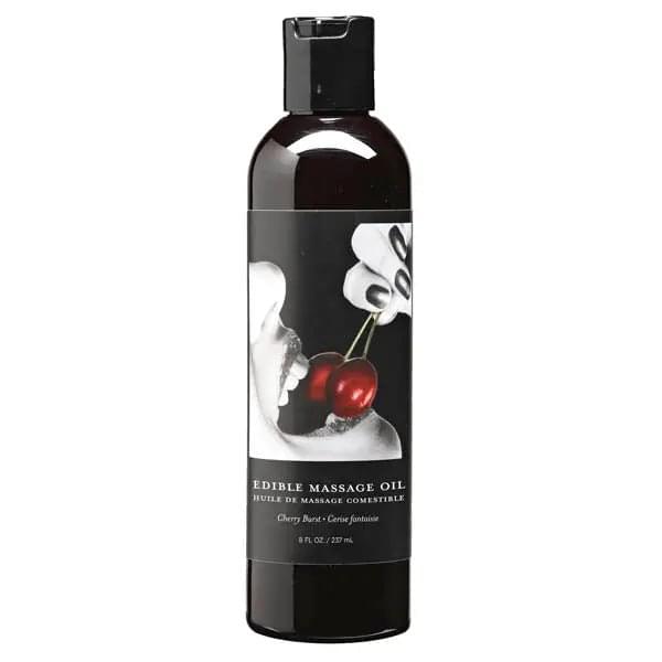Edible Massage Oil - Cherry Burst Flavoured - 237 ml Bottle Earthly Body Discreet Intimate Essentials.