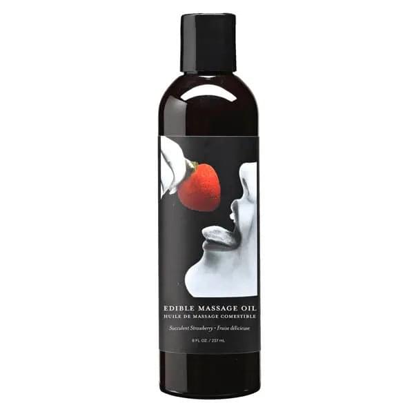 Edible Massage Oil - Succulent Strawberry Flavoured - 237 ml Bottle Earthly Body Discreet Intimate Essentials.