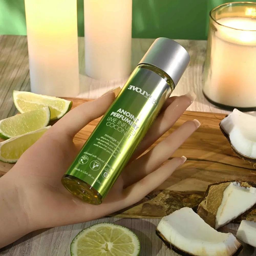 Evolved ANOINT PERFUMERY - Lime Infused Coconut - Lime Infused Coconut Massage Oil - 120 ml Bottle Evolved Discreet Intimate Essentials.