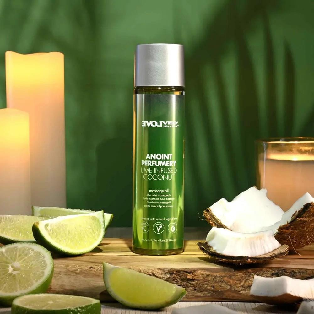 Evolved ANOINT PERFUMERY - Lime Infused Coconut - Lime Infused Coconut Massage Oil - 120 ml Bottle Evolved Discreet Intimate Essentials.