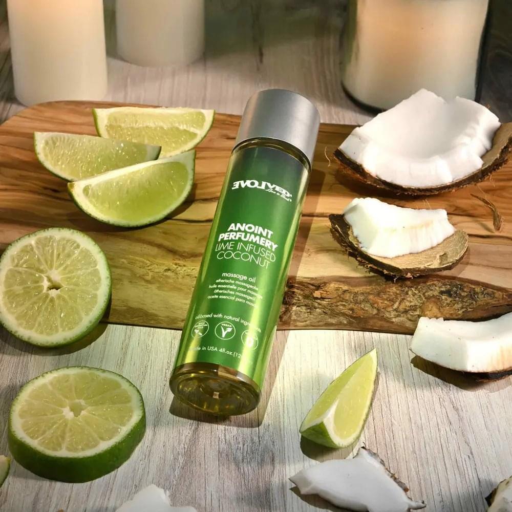 Evolved ANOINT PERFUMERY - Lime Infused Coconut - Lime Infused Coconut Massage Oil - 120 ml Bottle Evolved Discreet Intimate Essentials.