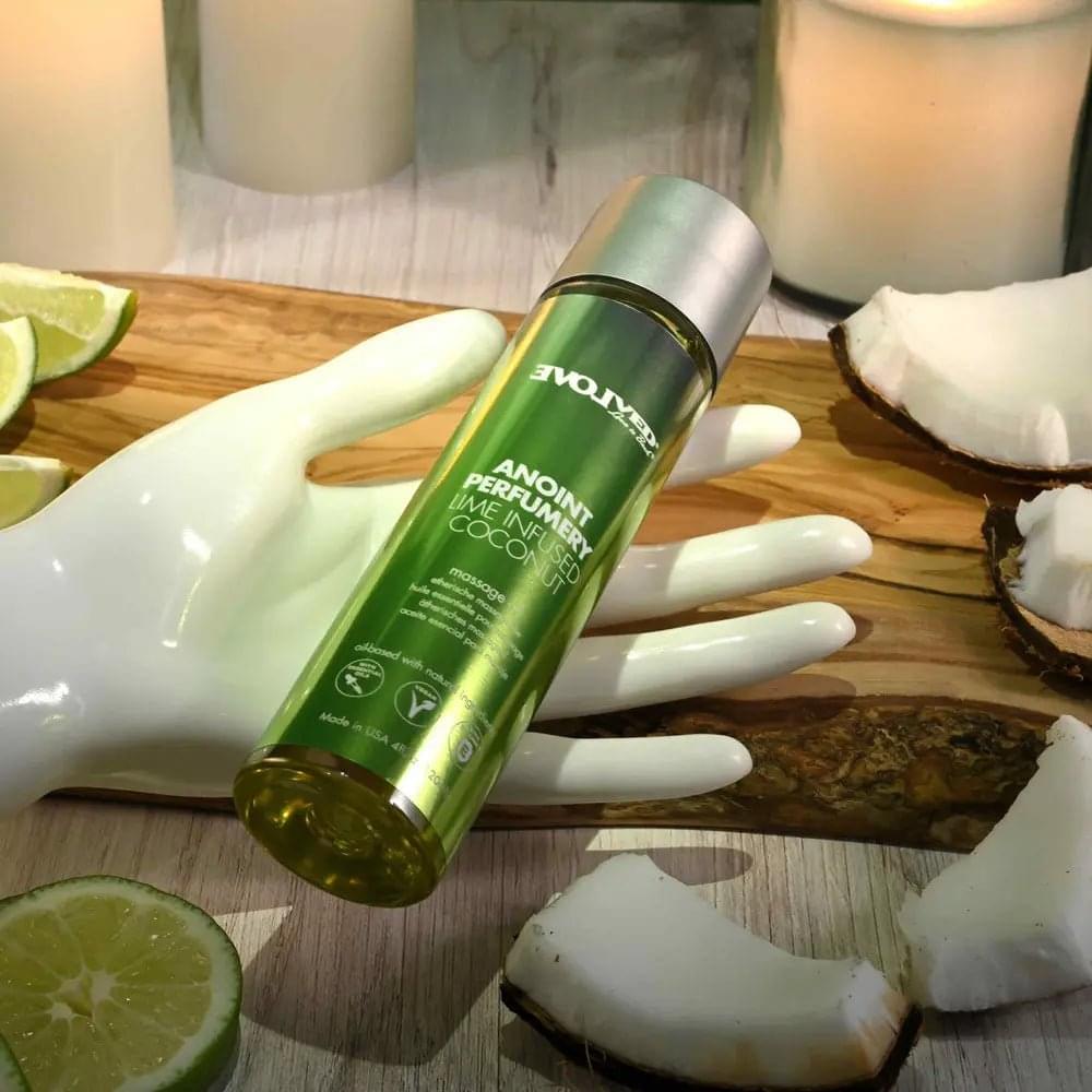 Evolved ANOINT PERFUMERY - Lime Infused Coconut - Lime Infused Coconut Massage Oil - 120 ml Bottle Evolved Discreet Intimate Essentials.
