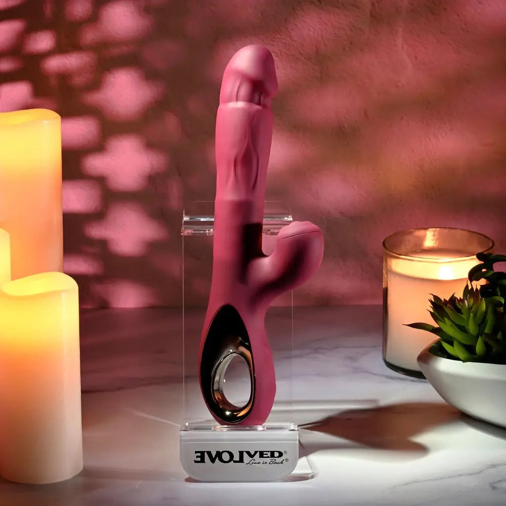 Shop affordable quality Evolved BURSTING WITH PLEASURE - 25.4 cm USB Rechargeable Vibrator with Tapping Clitoral Stimulator - Discreet Intimate Essentials - VIBRATORS - Evolved