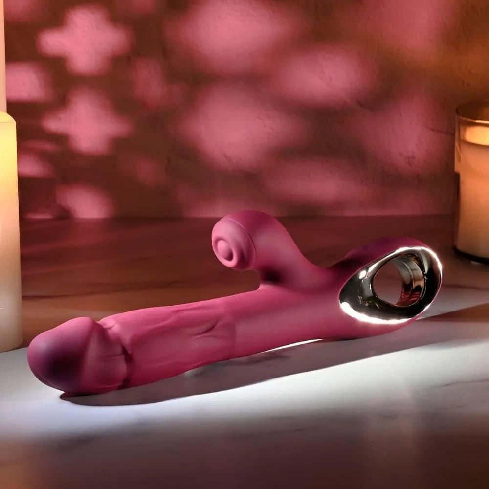 Evolved BURSTING WITH PLEASURE -  25.4 cm USB Rechargeable Vibrator with Tapping Clitoral Stimulator Evolved Discreet Intimate Essentials.