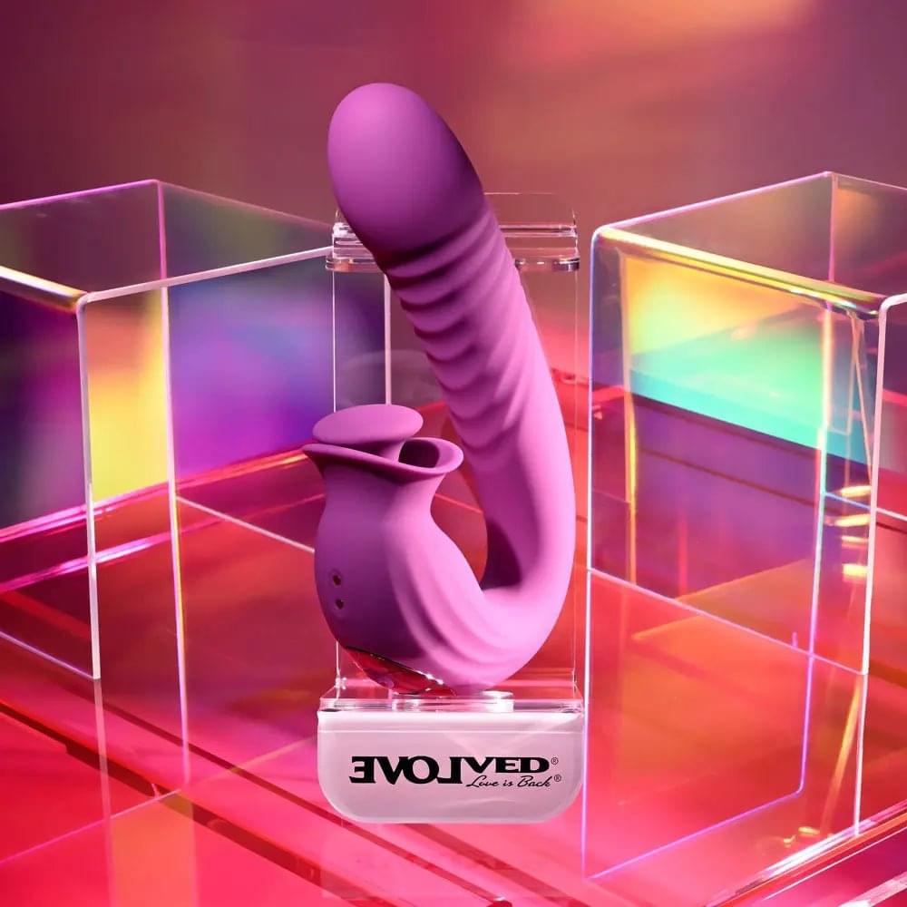 Evolved DEEP ECSTASY -  16.5 cm USB Rechargeable Thrusting and Tapping Vibrator Evolved Discreet Intimate Essentials.