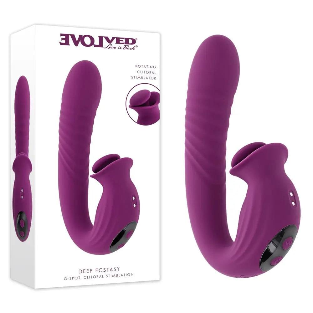Evolved DEEP ECSTASY -  16.5 cm USB Rechargeable Thrusting and Tapping Vibrator Evolved Discreet Intimate Essentials.