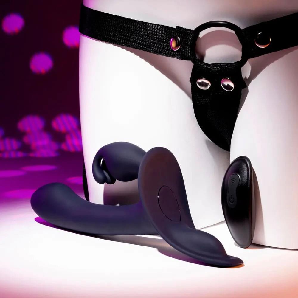 Evolved GIVING VIBES -  14.6 cm USB Rechargeable Vibrating Strap-On with Remote Evolved Discreet Intimate Essentials.