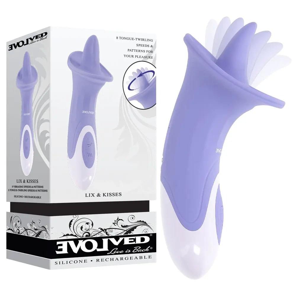 Evolved LIX & KISSES -  18.7 cm USB Rechargeable Flicking Tongue Stimulator Evolved Discreet Intimate Essentials.