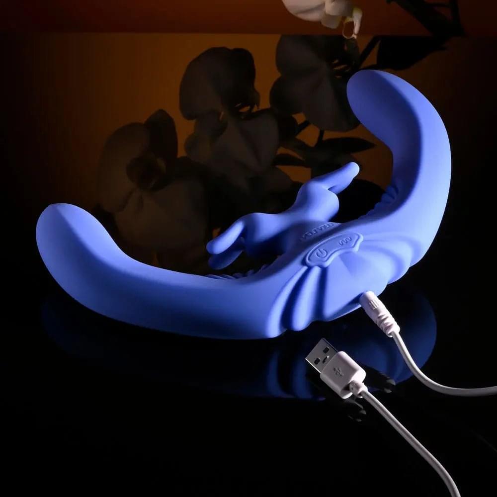Evolved LOVEBIRDS -  20.8 cm USB Rechargeable Double-Ended Rabbit Vibrator with Remote Evolved Discreet Intimate Essentials.