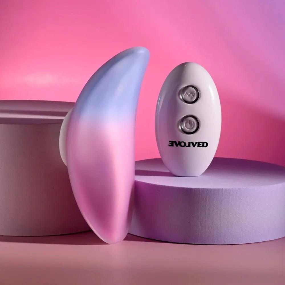 Evolved PARADISE PANTY - Pink/Purple USB Rechargeable Panty Vibrator with Remote Control Evolved Discreet Intimate Essentials.