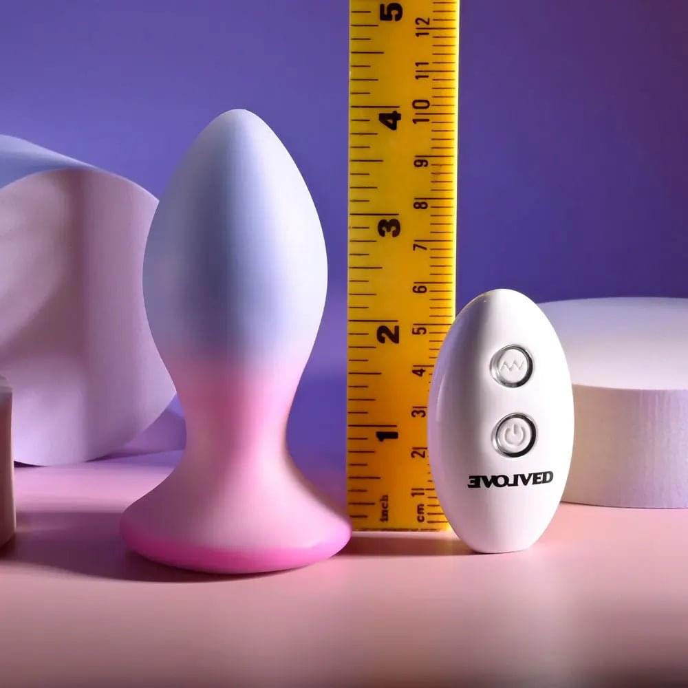 Evolved PARADISE PLUG - Pink/Purple 10.5 cm USB Rechargeable Vibrating Butt Plug with Wireless Remote Evolved Discreet Intimate Essentials.