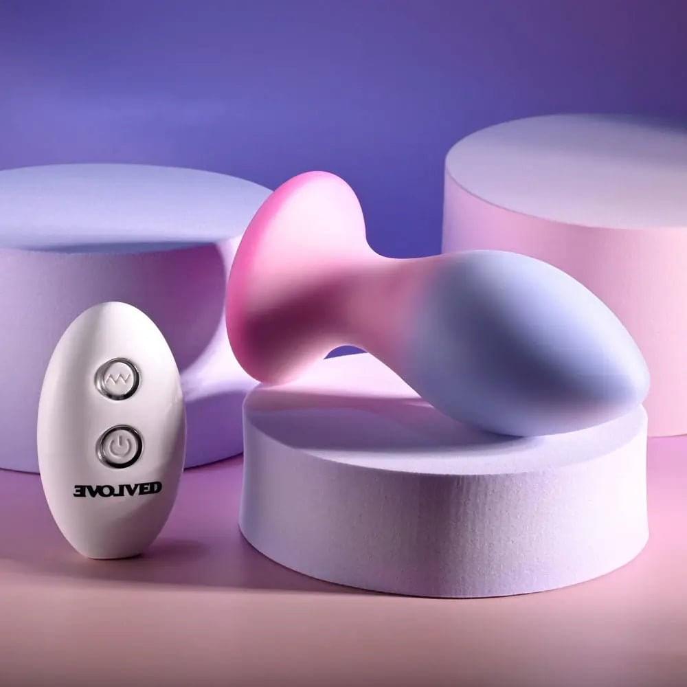 Evolved PARADISE PLUG - Pink/Purple 10.5 cm USB Rechargeable Vibrating Butt Plug with Wireless Remote Evolved Discreet Intimate Essentials.