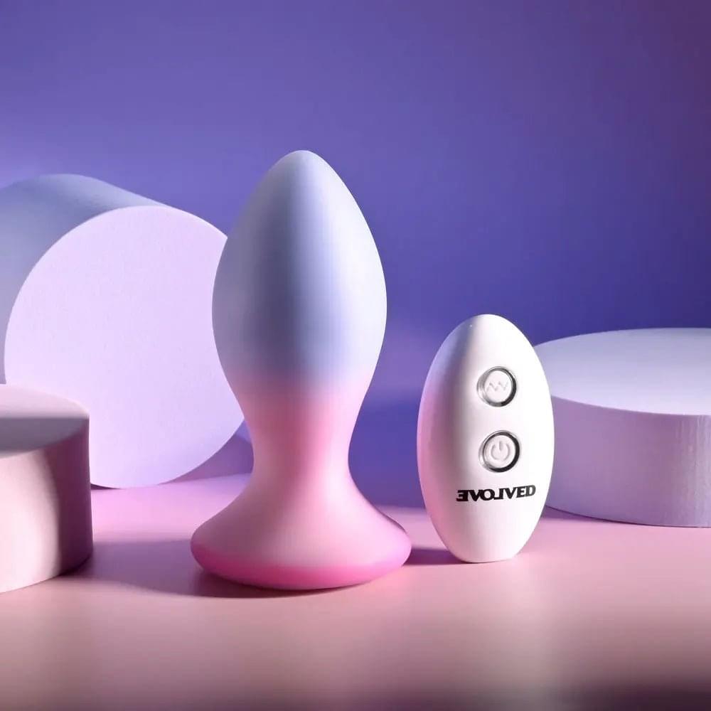 Evolved PARADISE PLUG - Pink/Purple 10.5 cm USB Rechargeable Vibrating Butt Plug with Wireless Remote Evolved Discreet Intimate Essentials.