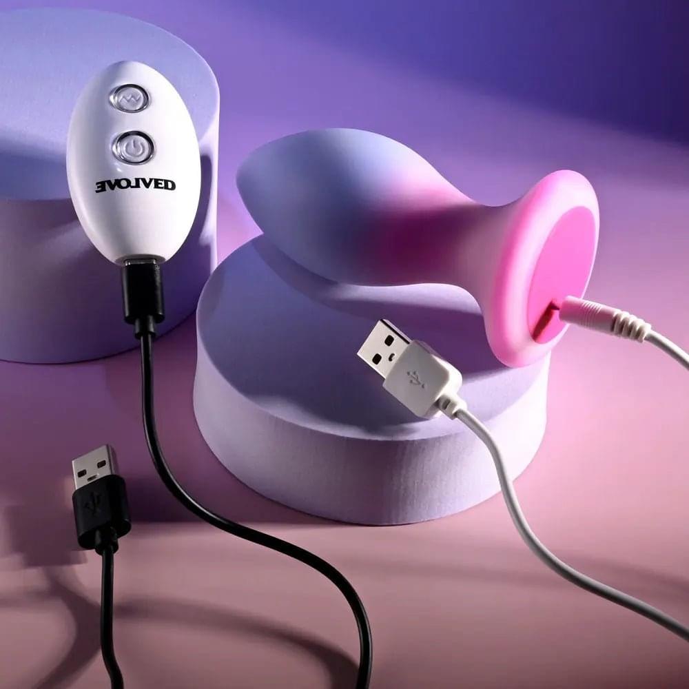 Evolved PARADISE PLUG - Pink/Purple 10.5 cm USB Rechargeable Vibrating Butt Plug with Wireless Remote Evolved Discreet Intimate Essentials.