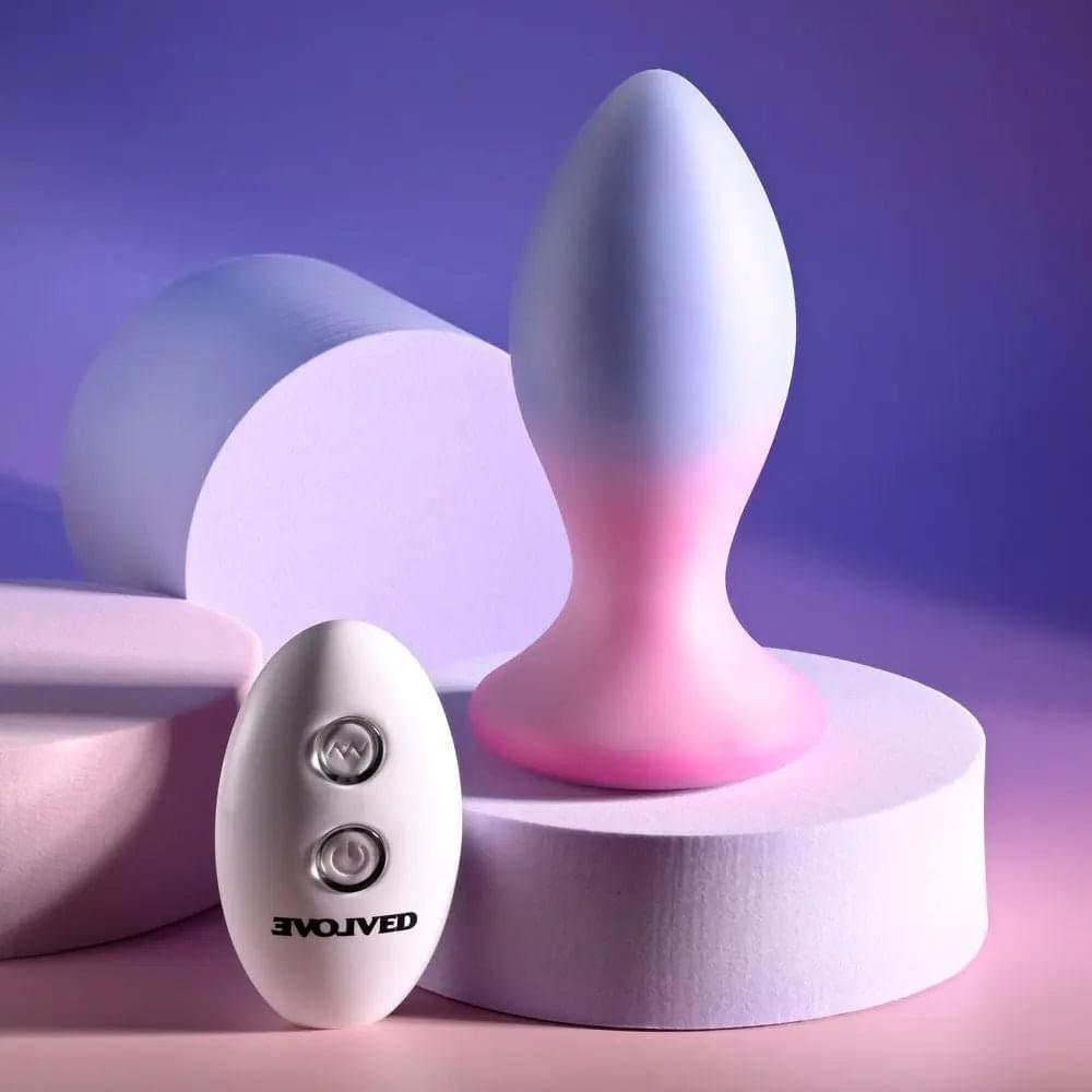 Evolved PARADISE PLUG - Pink/Purple 10.5 cm USB Rechargeable Vibrating Butt Plug with Wireless Remote Evolved Discreet Intimate Essentials.