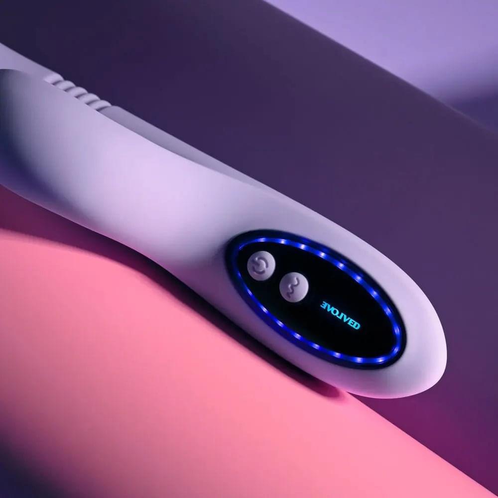 Evolved PEP TALK -  23.3 cm USB Rechargeable Thrusting Vibrator with Tapping Clitoral Stimulator Evolved Discreet Intimate Essentials.