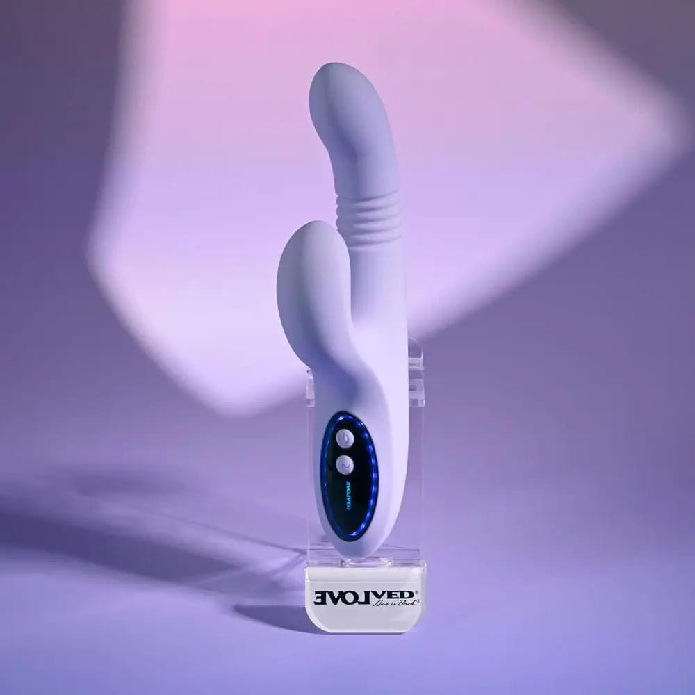 Evolved PEP TALK -  23.3 cm USB Rechargeable Thrusting Vibrator with Tapping Clitoral Stimulator Evolved Discreet Intimate Essentials.