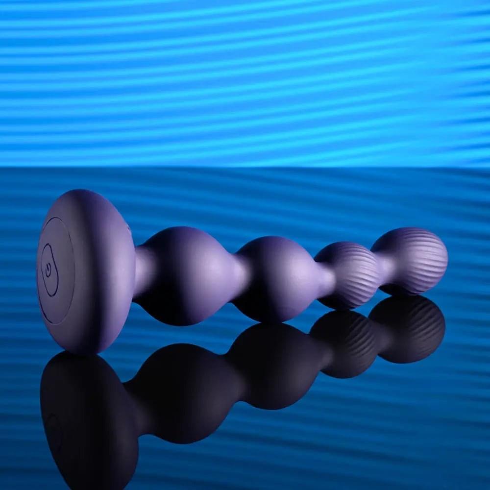 Evolved PLEASURE ORBIT - Navy  17.8 cm USB Rechargeable Twirling & Vibrating Anal Beads with Remote Evolved Discreet Intimate Essentials.