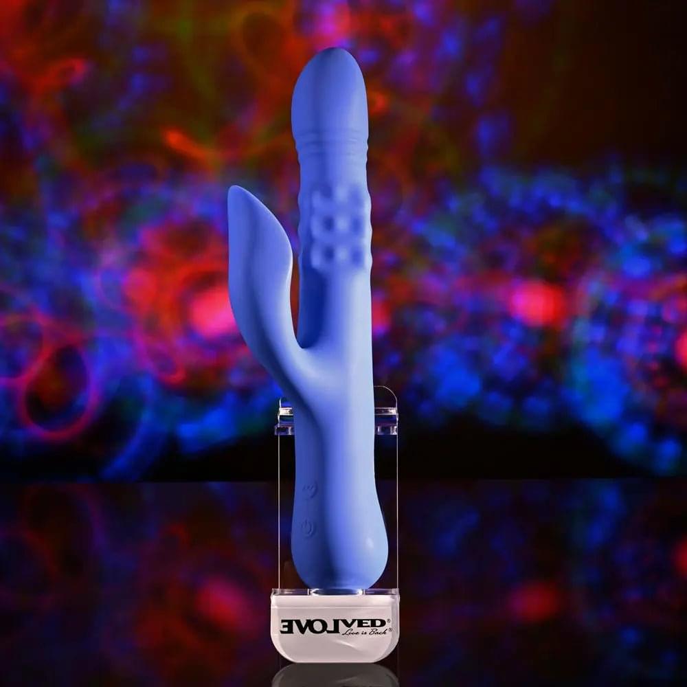 Evolved POP GOES THE O -  24.7 cm USB Rechargeable Thrusting & Bulging Rabbit Vibrator Evolved Discreet Intimate Essentials.