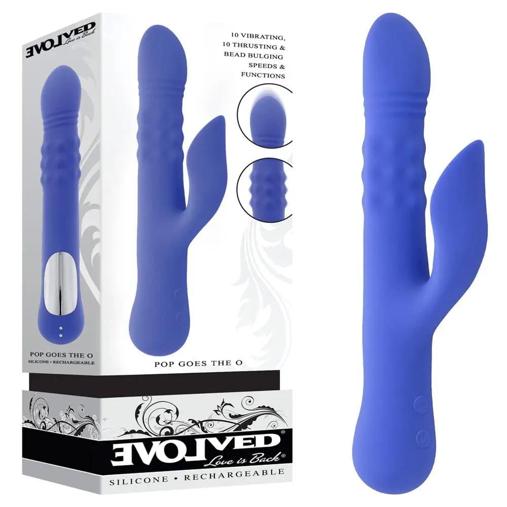Evolved POP GOES THE O -  24.7 cm USB Rechargeable Thrusting & Bulging Rabbit Vibrator Evolved Discreet Intimate Essentials.