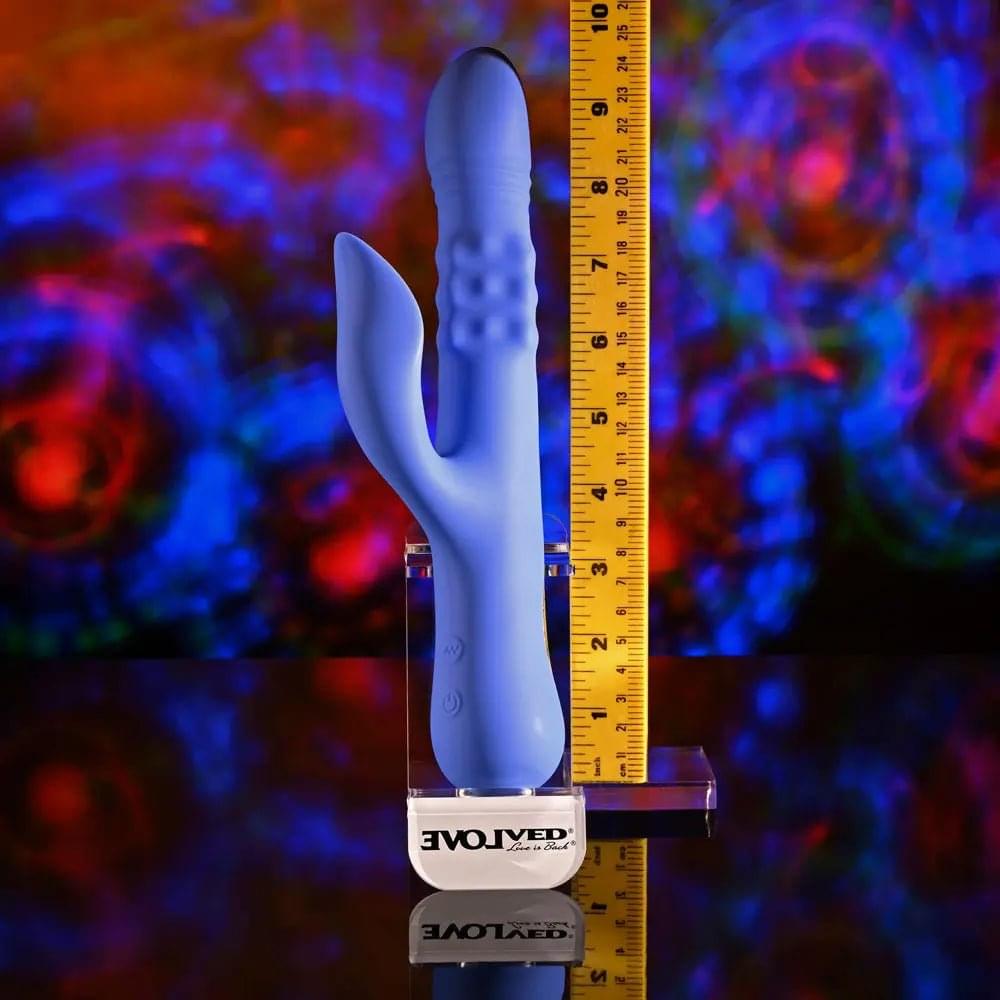 Evolved POP GOES THE O -  24.7 cm USB Rechargeable Thrusting & Bulging Rabbit Vibrator Evolved Discreet Intimate Essentials.