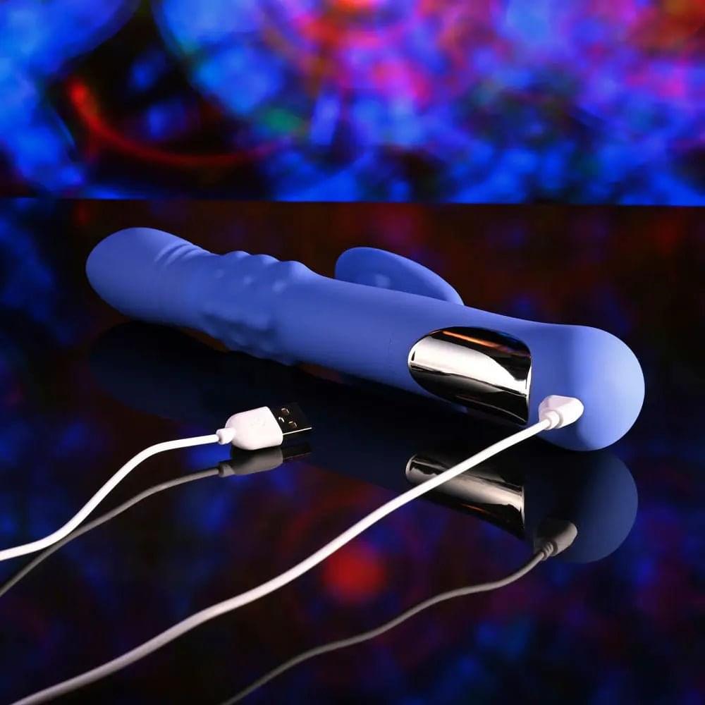 Evolved POP GOES THE O -  24.7 cm USB Rechargeable Thrusting & Bulging Rabbit Vibrator Evolved Discreet Intimate Essentials.