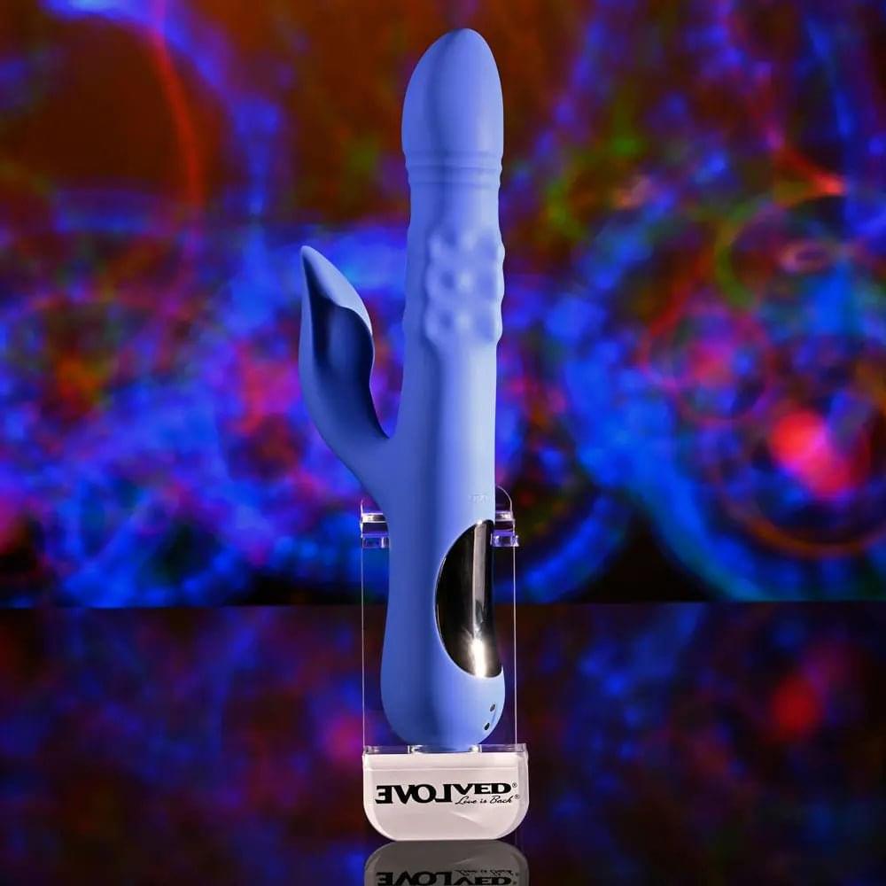 Evolved POP GOES THE O -  24.7 cm USB Rechargeable Thrusting & Bulging Rabbit Vibrator Evolved Discreet Intimate Essentials.