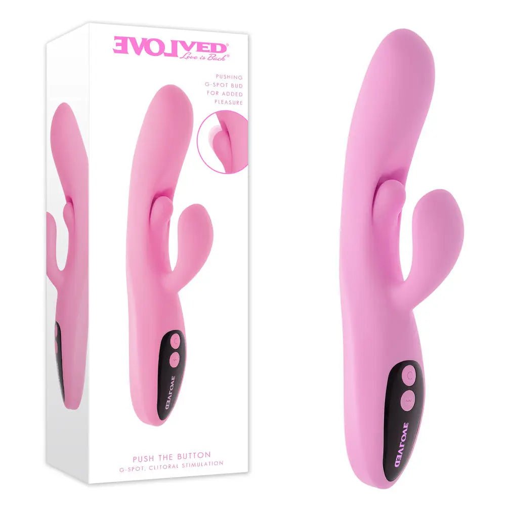 Shop affordable quality Evolved PUSH THE BUTTON - 23.5 cm USB Rechargeable Rabbit Vibrator with G-Spot Bud - Discreet Intimate Essentials - VIBRATORS - Evolved