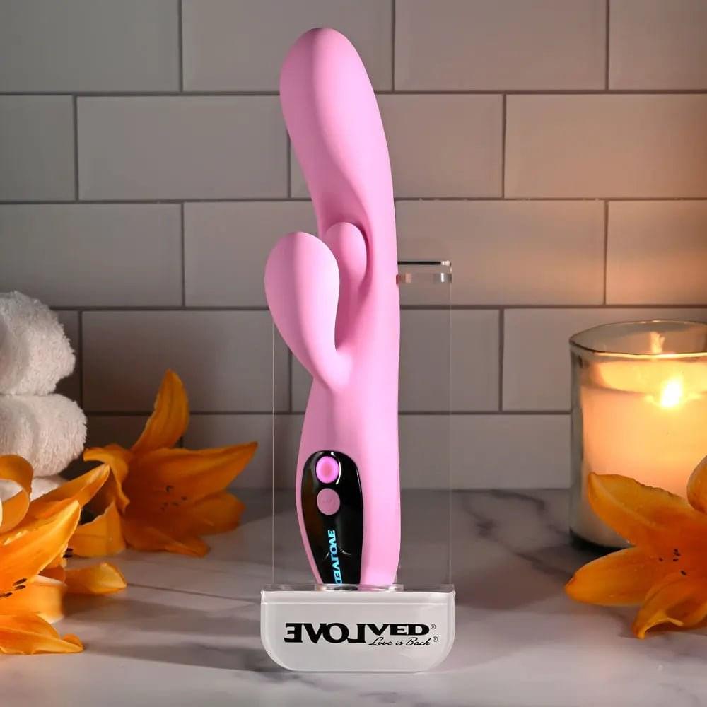 Evolved PUSH THE BUTTON -  23.5 cm USB Rechargeable Rabbit Vibrator with G-Spot Bud Evolved Discreet Intimate Essentials.