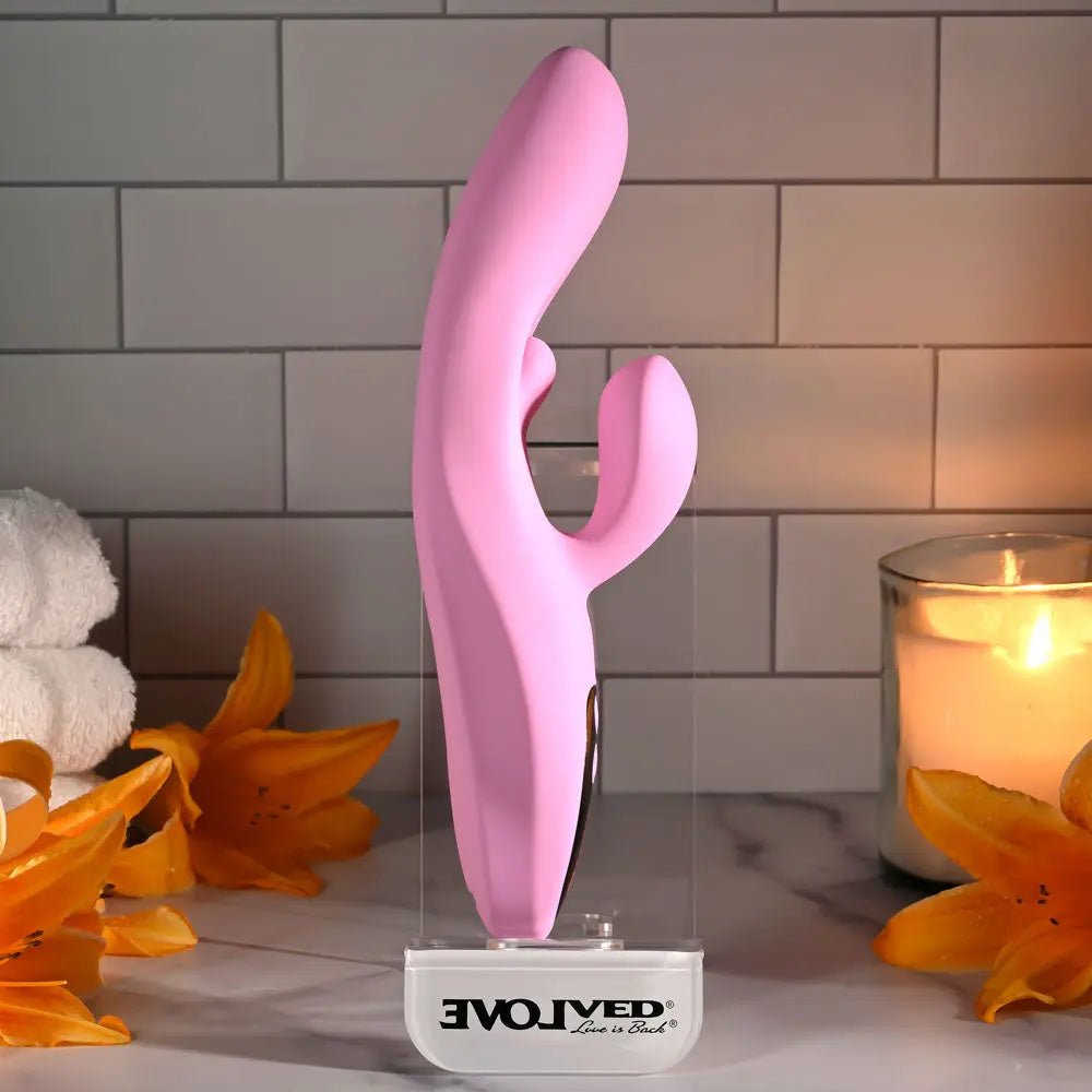 Shop affordable quality Evolved PUSH THE BUTTON - 23.5 cm USB Rechargeable Rabbit Vibrator with G-Spot Bud - Discreet Intimate Essentials - VIBRATORS - Evolved